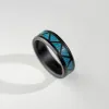 Black Diamond - Men’s Ring 8mm - Blue Dragon Opal Triangle Pattern Inlay - ARES - Elysium Black Diamond sold by Elysium Black Diamond