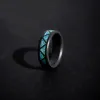 Black Diamond - Men’s Ring 8mm - Blue Dragon Opal Triangle Pattern Inlay - ARES - Elysium Black Diamond sold by Elysium Black Diamond