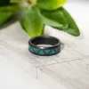 Black Diamond - Men’s Ring 8mm - Blue Dragon Opal Triangle Pattern Inlay - ARES - Elysium Black Diamond sold by Elysium Black Diamond