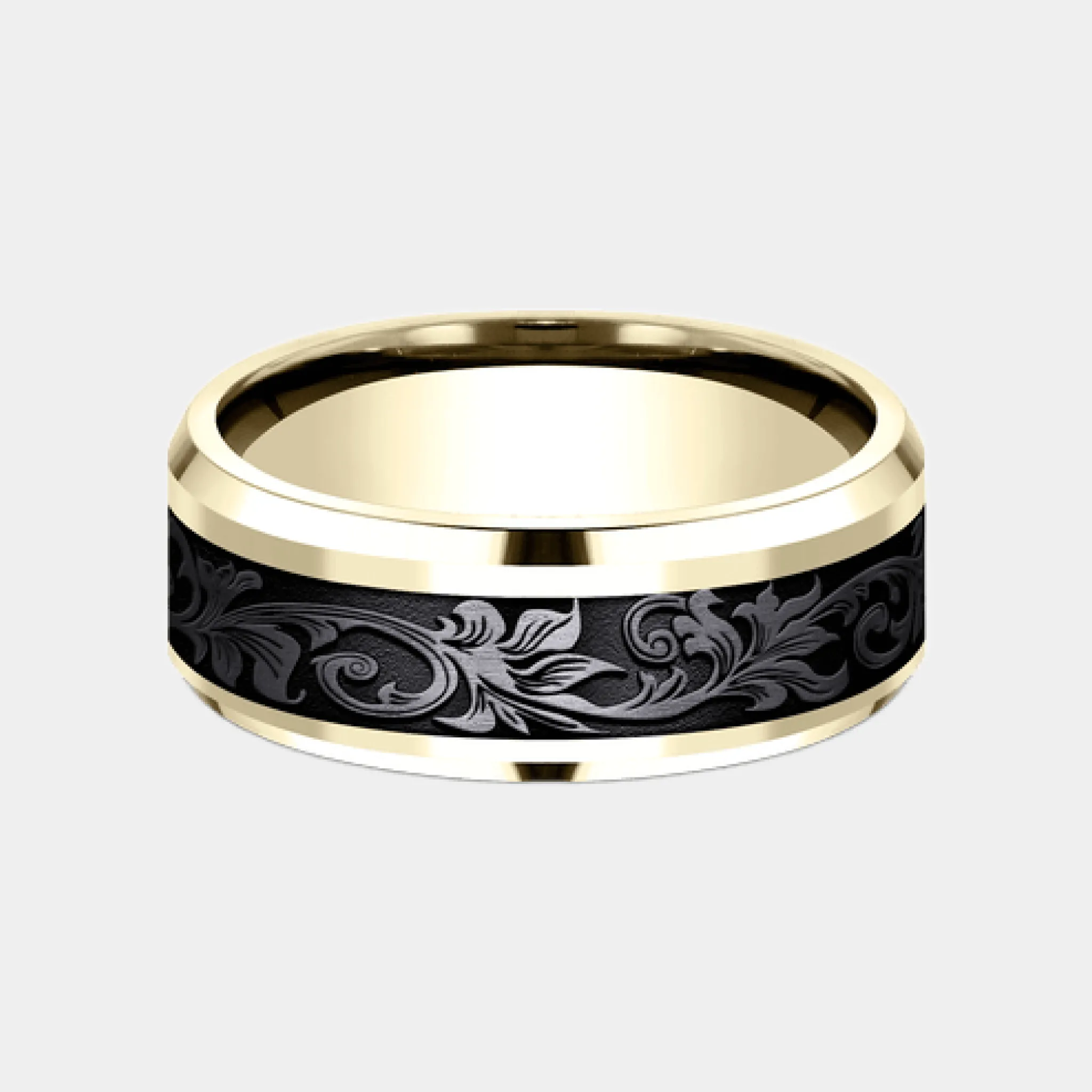 Men's Wedding Band | The Royal | 14K Yellow Gold with Black Titanium | Elysium sold by Elysium Black Diamond product image thumbnail 2