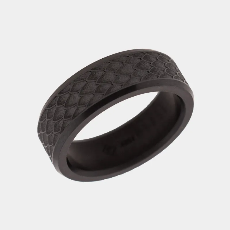 Black Diamond - Men’s Ring 8mm - Custom Laser Engraving - ARES - Elysium Black Diamond sold by Elysium Black Diamond