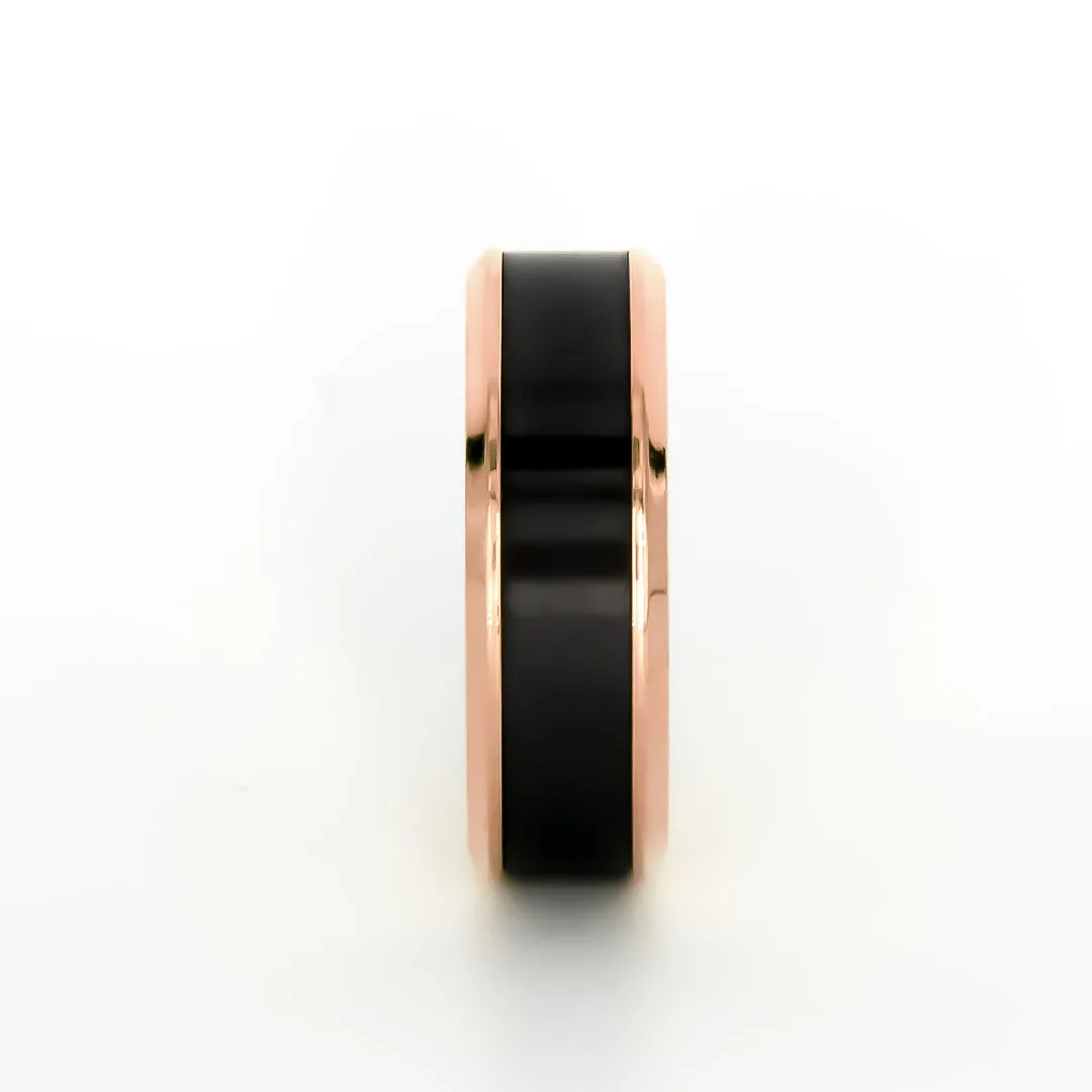 IMPERIUM 8mm - Size 9.5 - Polished Finish 14K Rose Gold w/ Black Diamond Inlay - SHIPS WITHIN 2 BUSINESS DAYS sold by Elysium Black Diamond product image thumbnail 3