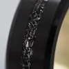 Black Diamond - Men’s Ring 8mm - Authentic Muonionalausta Meteorite Inlay With Sleeve - ARES - Elysium Black Diamond sold by Elysium Black Diamond