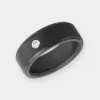 ARES 8mm - Size 11 - Polished Finish White Diamond Inset - SHIPS WITHIN 2 BUSINESS DAYS sold by Elysium Black Diamond