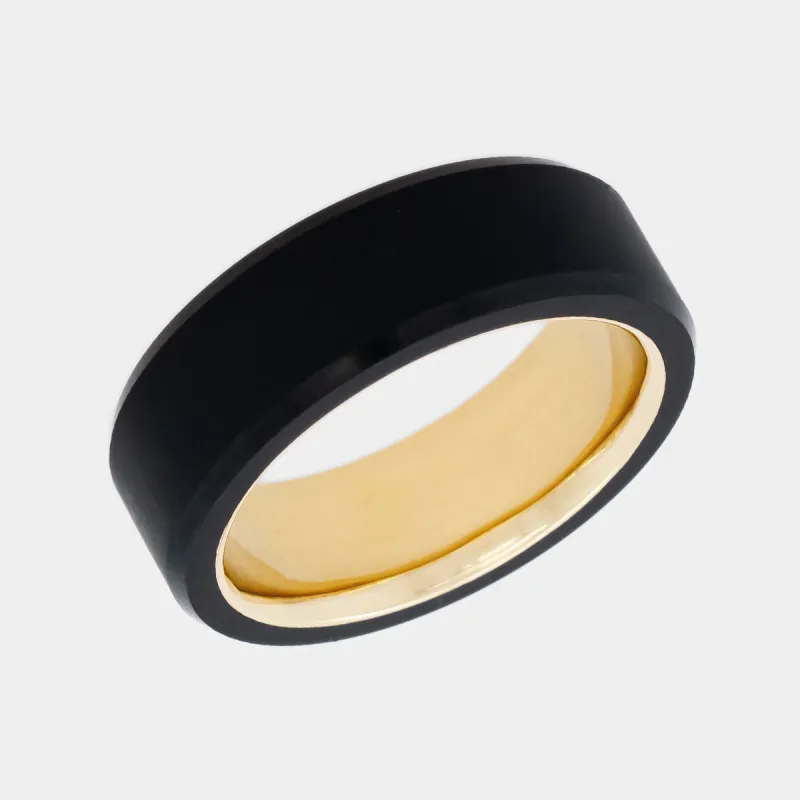 ARES 8mm - Size 8 - Matte Finish- 14k Yellow Gold Sleeve - SHIPS WITHIN 2 BUSINESS DAYS sold by Elysium Black Diamond