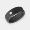 ARES 8mm - Size 5.5 - Polished Finish White Diamond Inset - SHIPS WITHIN 2 BUSINESS DAYS sold by Elysium Black Diamond