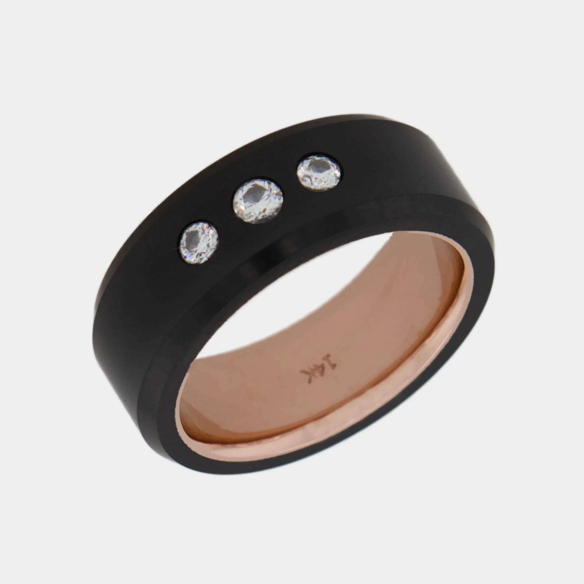 Black Diamond - Men’s Ring 8mm - Triple Stone With Sleeve - ARES - Elysium Black Diamond sold by Elysium Black Diamond