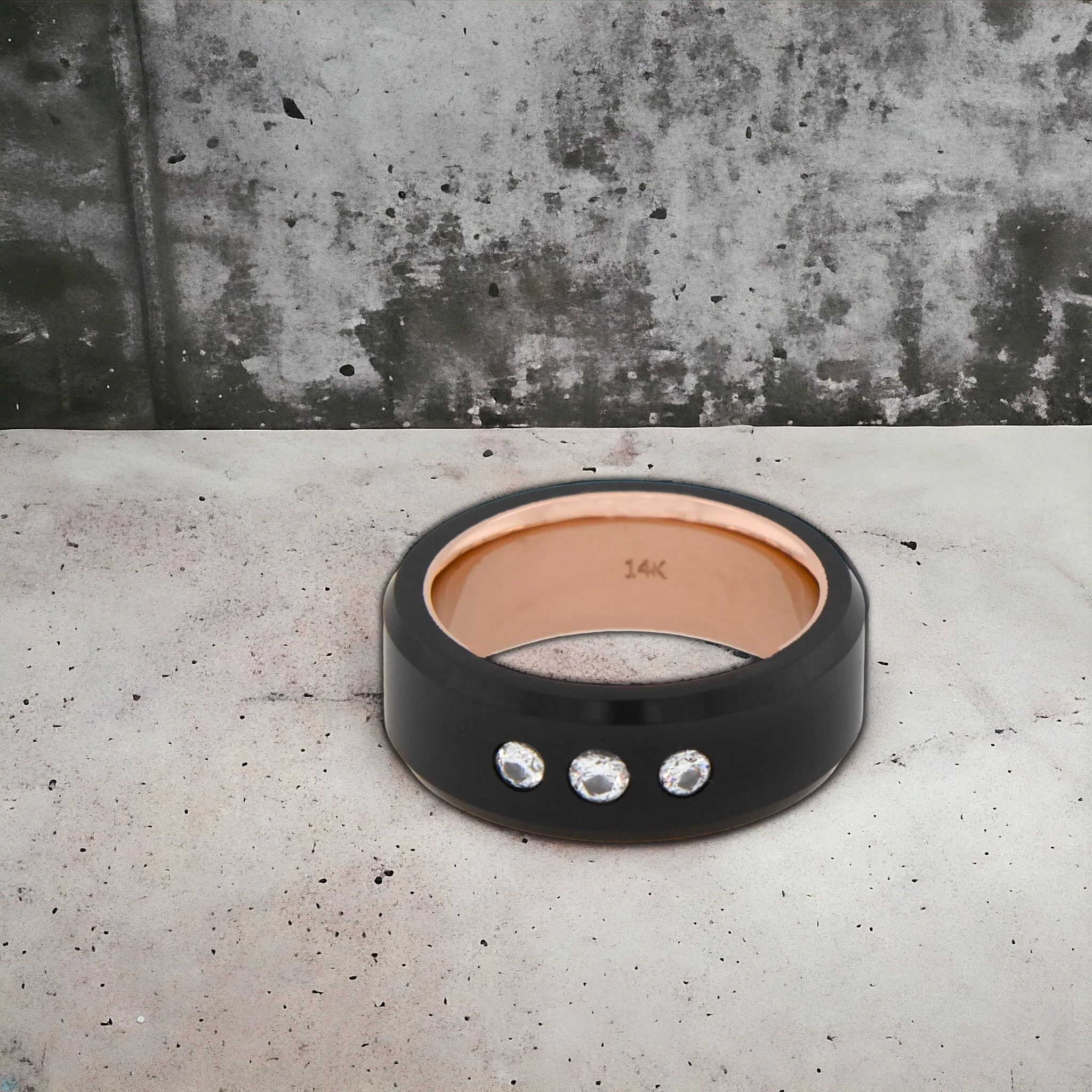 Black Diamond - Men’s Ring 8mm - Triple Stone With Sleeve - ARES - Elysium Black Diamond sold by Elysium Black Diamond product image thumbnail 3