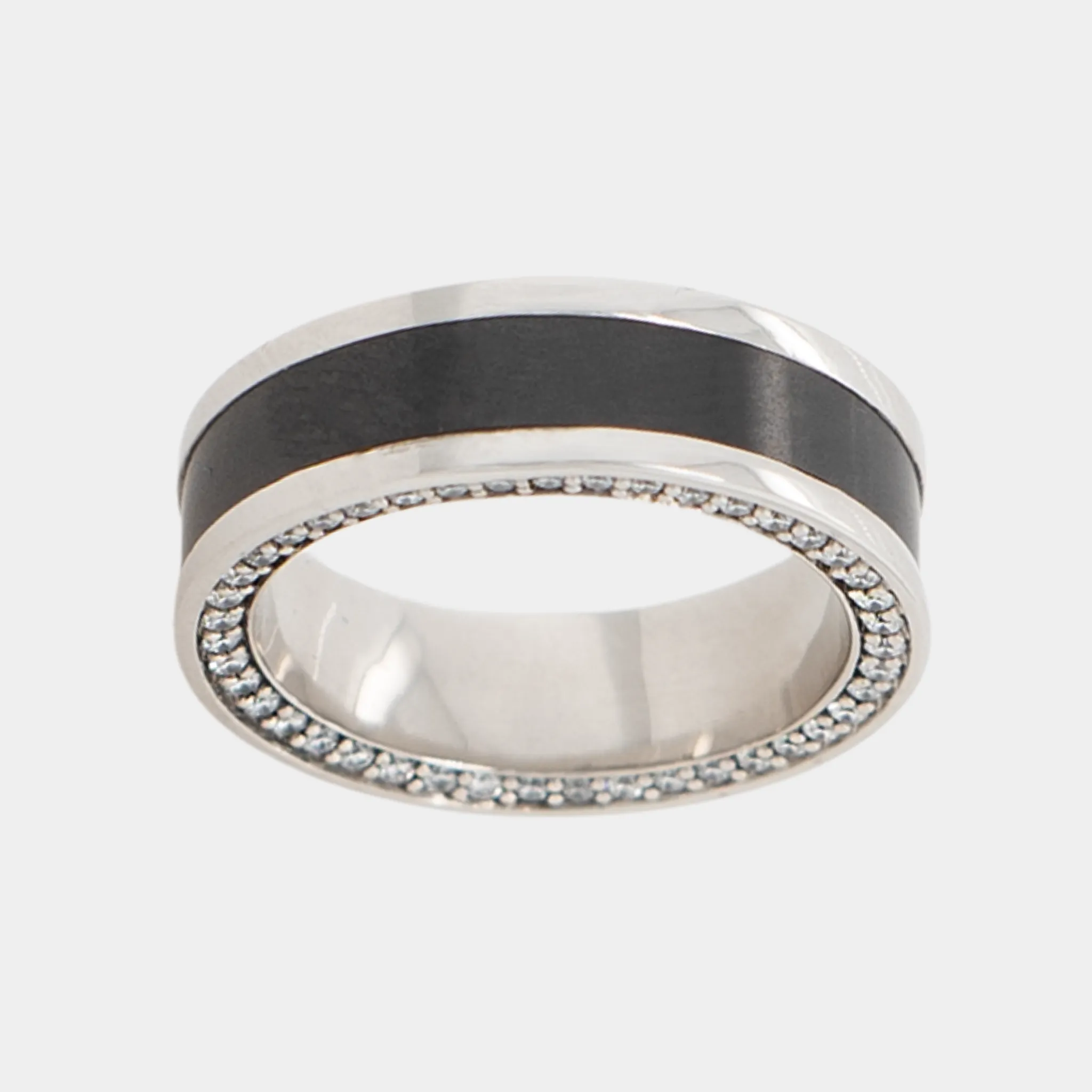 Black Diamond - Men’s Ring 7mm - Platinum Band with Black Diamond inlay and Diamond Insets - ZEUS - Elysium Black Diamond sold by Elysium Black Diamond product image thumbnail 4