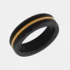 ARES - 6mm - Size 6 - Matte Finish 24k Yellow Gold Inlay - SHIPS WITHIN 2 BUSINESS DAYS (Copy) sold by Elysium Black Diamond