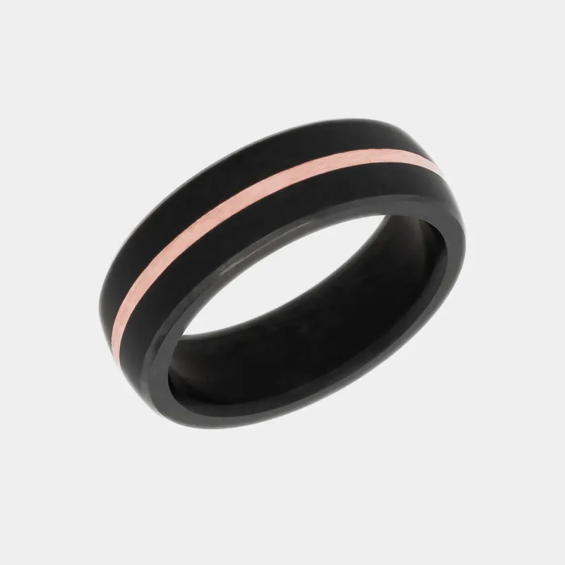 Black Diamond - Men’s Ring 7mm - Rose Gold Inlay - NYX - Elysium Black Diamond sold by Elysium Black Diamond