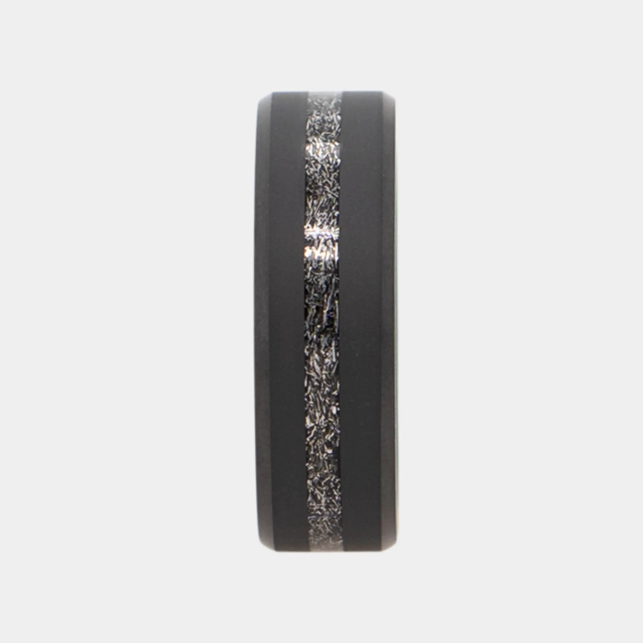 ARES 8mm - Size 10 - Matte Authentic Muonionalausta Meteorite Inlay - SHIPS WITHIN 2 BUSINESS DAYS sold by Elysium Black Diamond product image thumbnail 4