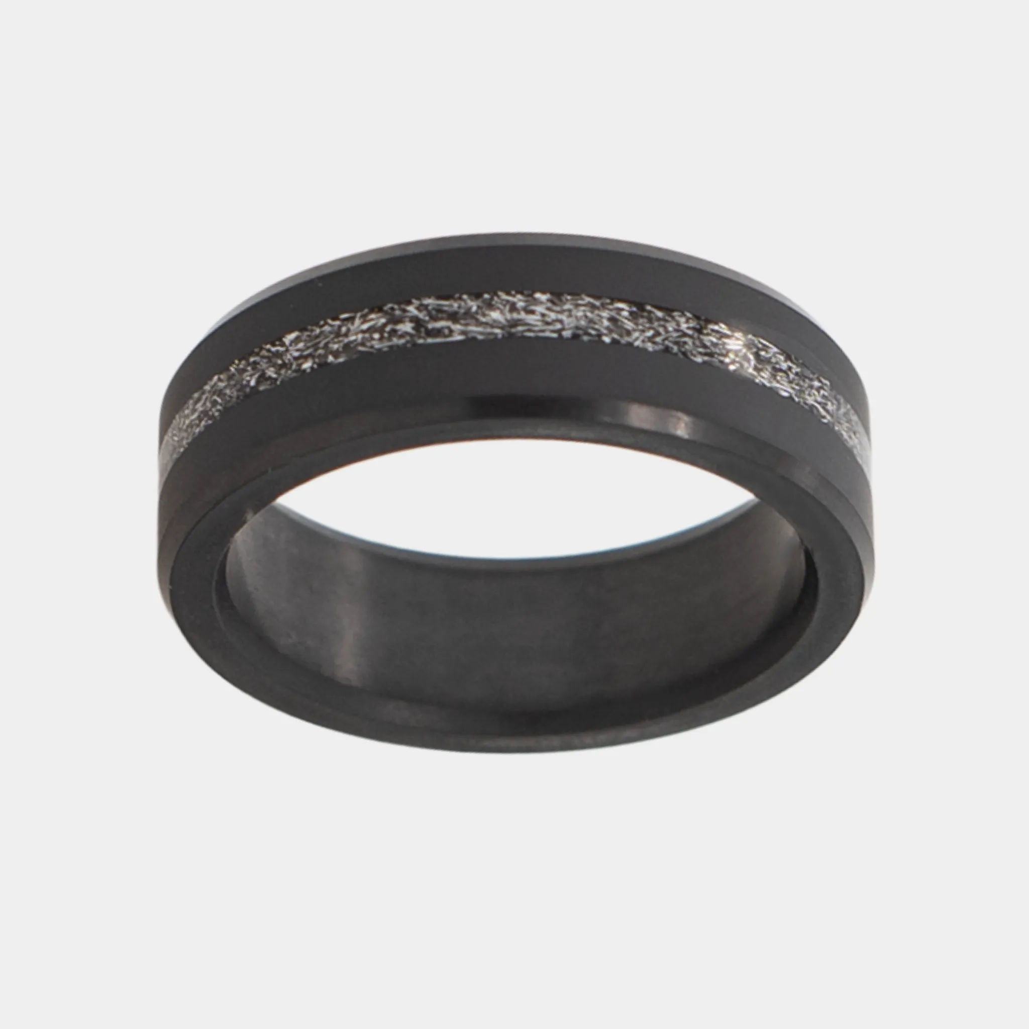 ARES 8mm - Size 10 - Matte Authentic Muonionalausta Meteorite Inlay - SHIPS WITHIN 2 BUSINESS DAYS sold by Elysium Black Diamond product image thumbnail 3