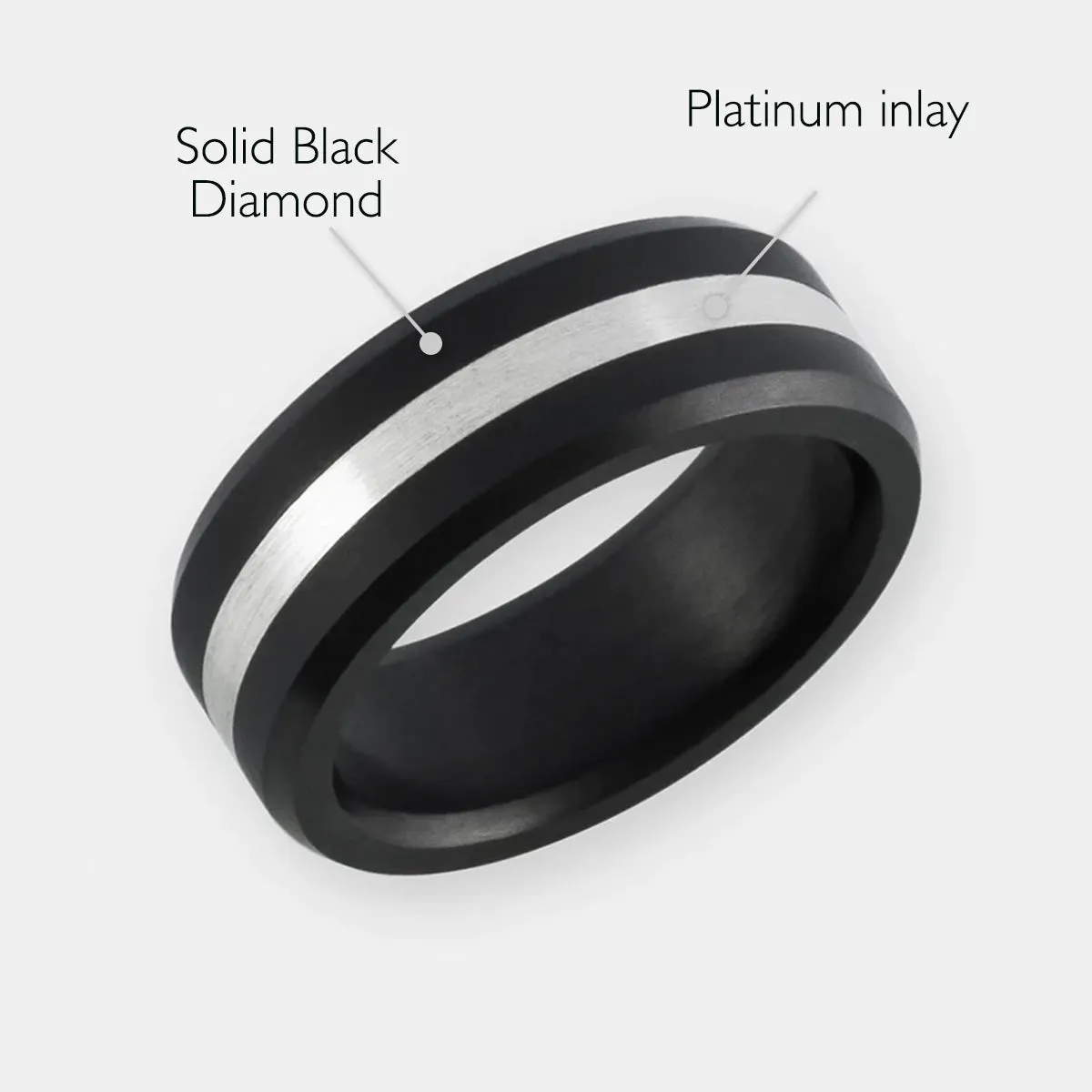 Black Diamond - Men’s Ring 8mm - Platinum Inlay - ARES - Elysium Black Diamond sold by Elysium Black Diamond product image thumbnail 2