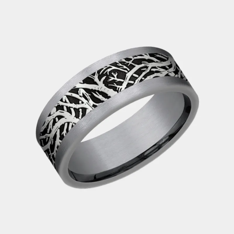Men's Wedding Band | The Windsor | Tantalum Grey with Grey Black Titanium | Elysium sold by Elysium Black Diamond