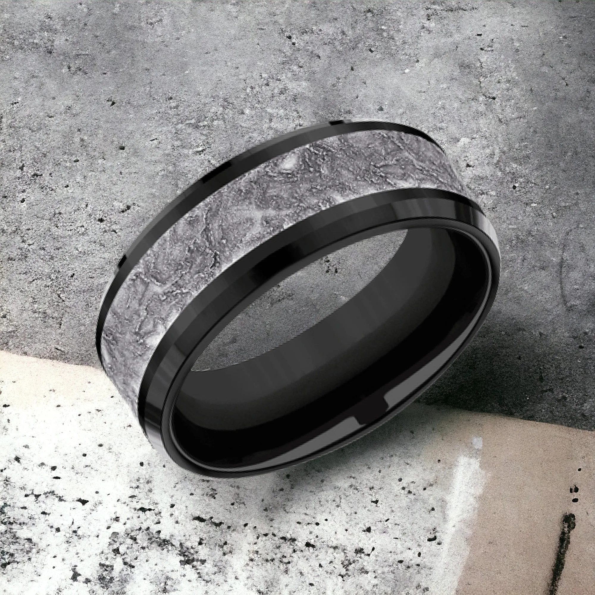 Men's Wedding Band | The Easel | Tantalum Grey with Black Titanium | Elysium sold by Elysium Black Diamond product image thumbnail 4