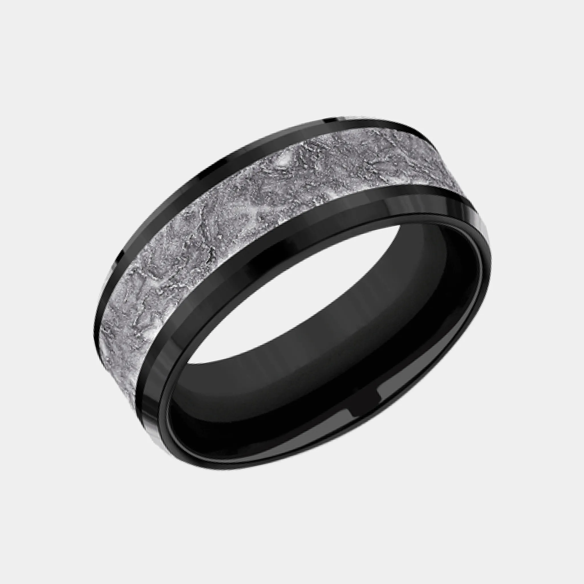 Men's Wedding Band | The Easel | Tantalum Grey with Black Titanium | Elysium sold by Elysium Black Diamond