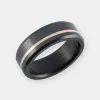 ARES 8mm - Size 9.5 - Polished Finish Offset Inlay Rose Gold - SHIPS WITHIN 2 BUSINESS DAYS sold by Elysium Black Diamond