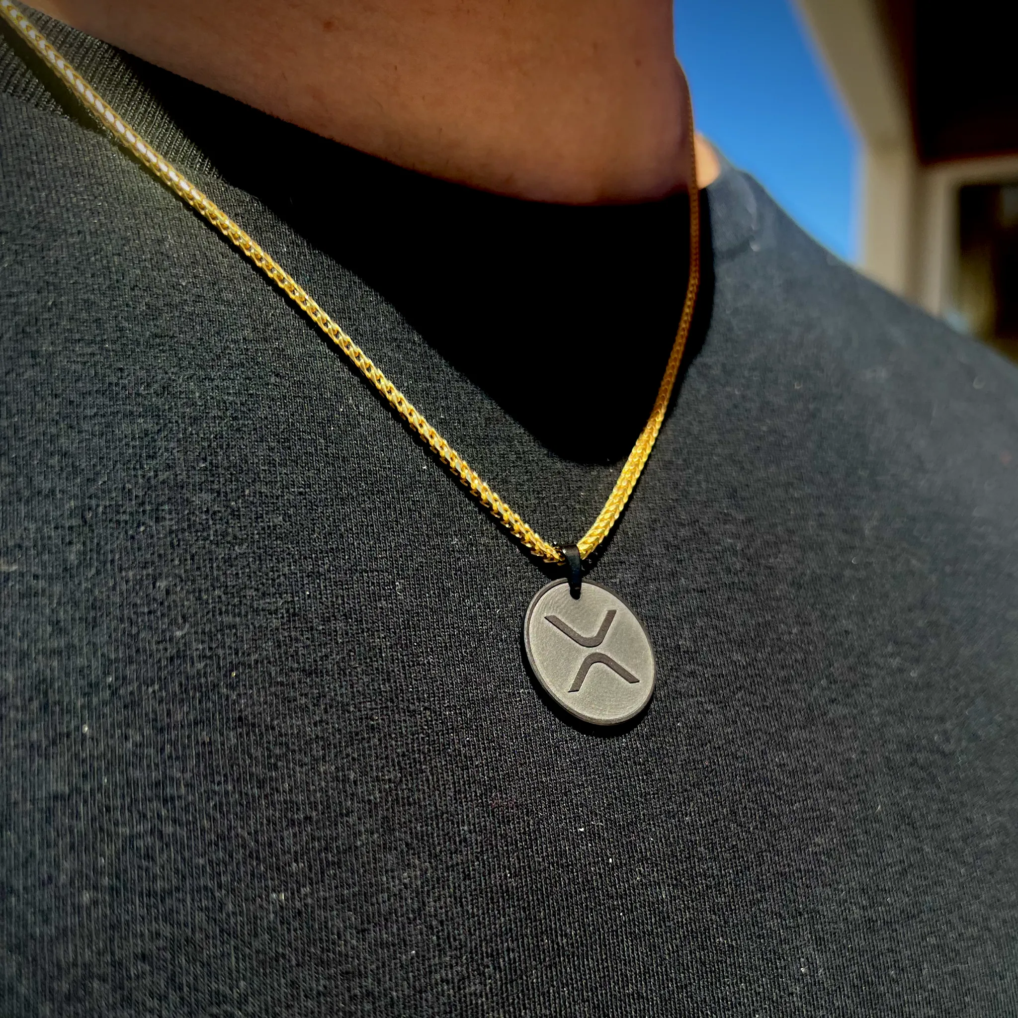 Solid Black Diamond CRYPTO Engraved Pendant - 21MM - Elysium Black Diamond sold by Elysium Black Diamond product image thumbnail 5