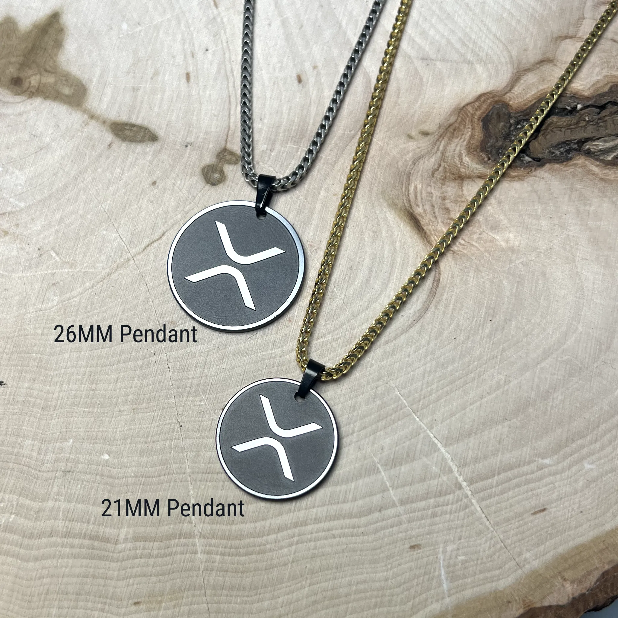 Solid Black Diamond CRYPTO Engraved Pendant - 21MM - Elysium Black Diamond sold by Elysium Black Diamond product image thumbnail 3