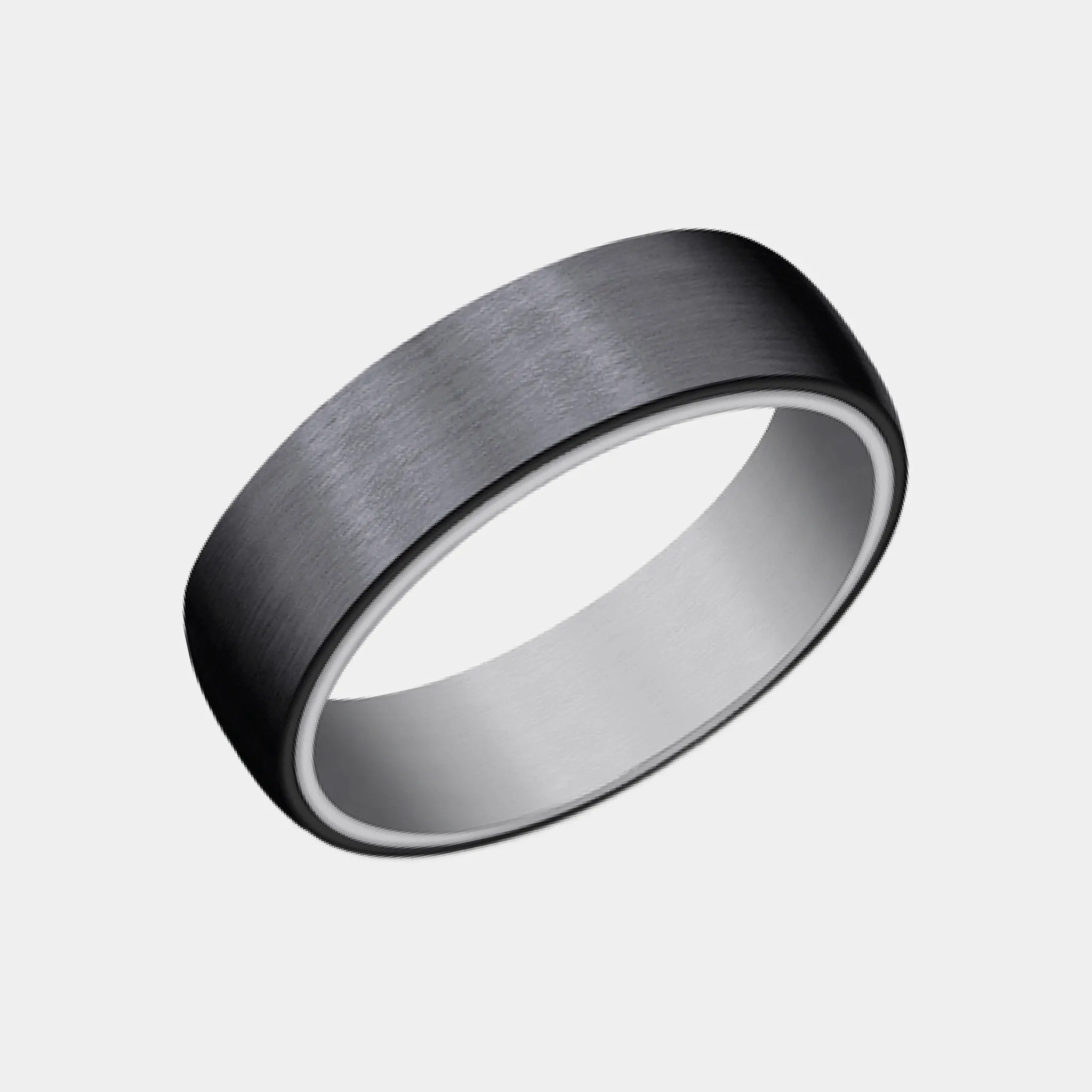 Men's Wedding Band | The Baron | 6.5mm | Tantalum Grey with Black Titanium | Elysium sold by Elysium Black Diamond