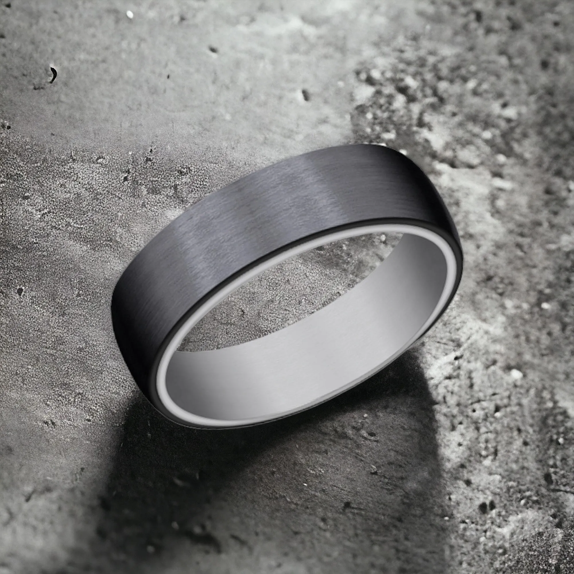 Men's Wedding Band | The Baron | 6.5mm | Tantalum Grey with Black Titanium | Elysium sold by Elysium Black Diamond product image thumbnail 4