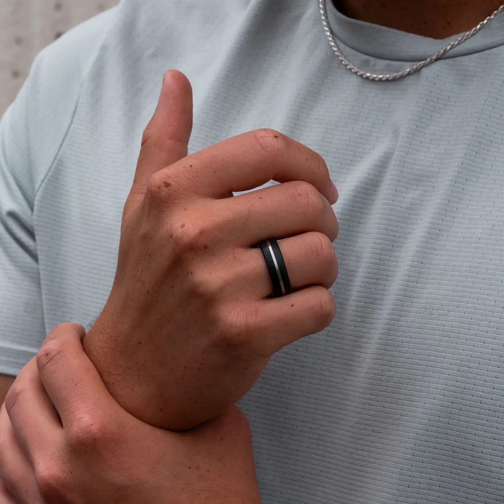 Black Diamond - Men’s Ring 7mm - Silver Inlay - NYX - Elysium Black Diamond sold by Elysium Black Diamond product image thumbnail 3