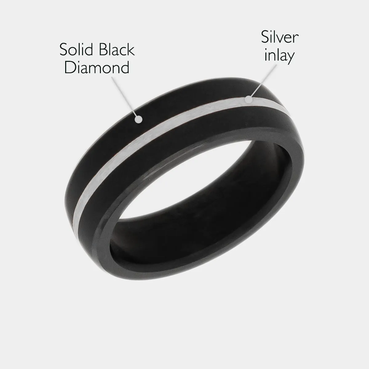Black Diamond - Men’s Ring 7mm - Silver Inlay - NYX - Elysium Black Diamond sold by Elysium Black Diamond product image thumbnail 2