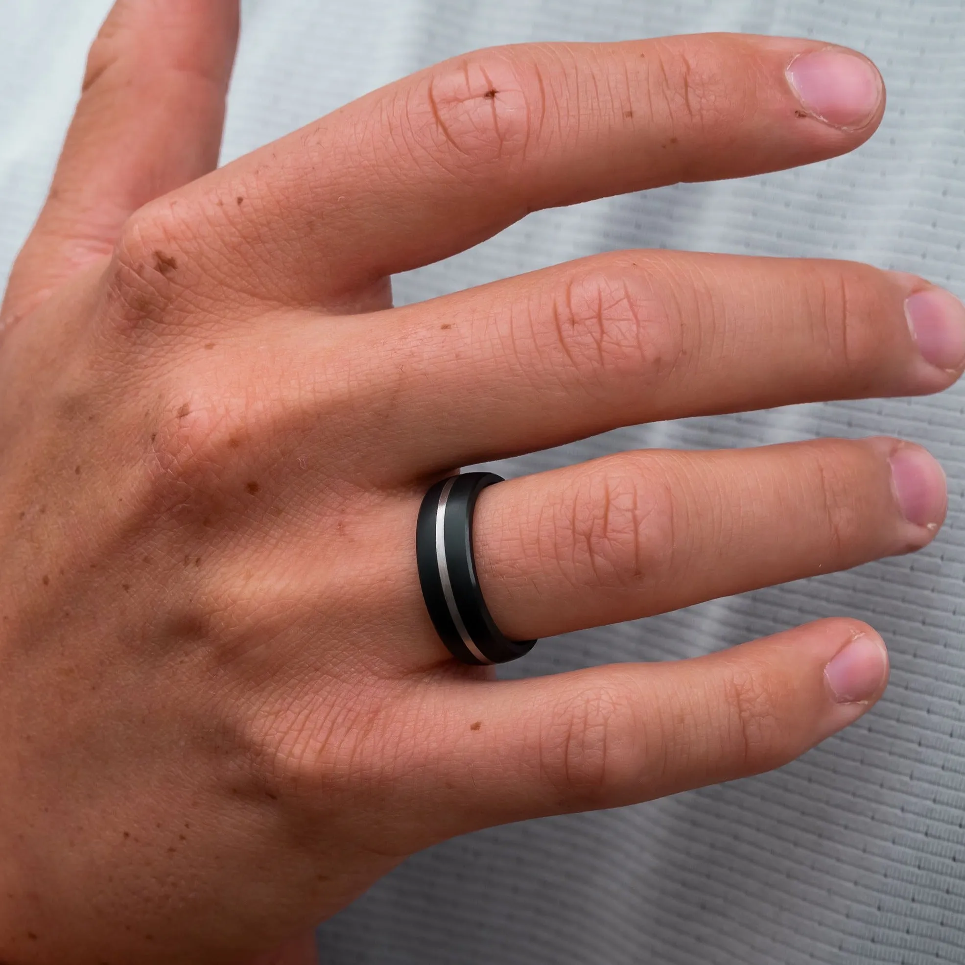 Black Diamond - Men’s Ring 7mm - Silver Inlay - NYX - Elysium Black Diamond sold by Elysium Black Diamond product image thumbnail 4