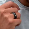 Black Diamond - Men’s Ring 7mm - Silver Inlay - NYX - Elysium Black Diamond sold by Elysium Black Diamond