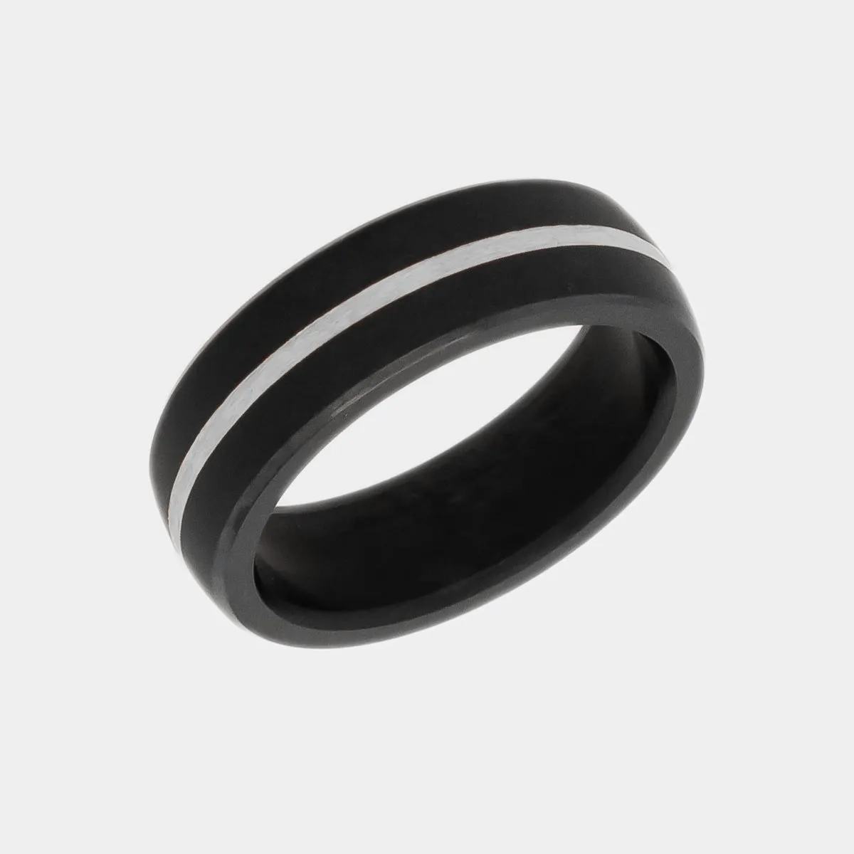 Black Diamond - Men’s Ring 7mm - Silver Inlay - NYX - Elysium Black Diamond sold by Elysium Black Diamond