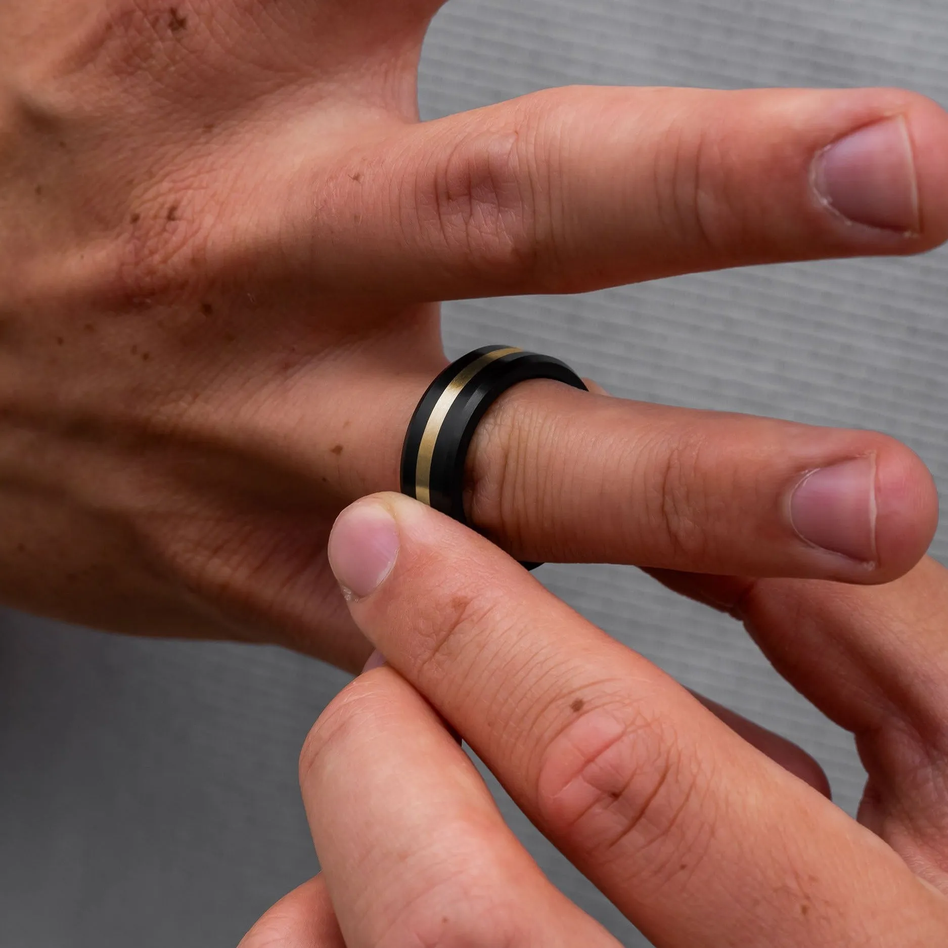 Black Diamond - Men’s Ring 8mm - 24k Yellow Gold Inlay - ARES - Elysium Black Diamond sold by Elysium Black Diamond product image thumbnail 3