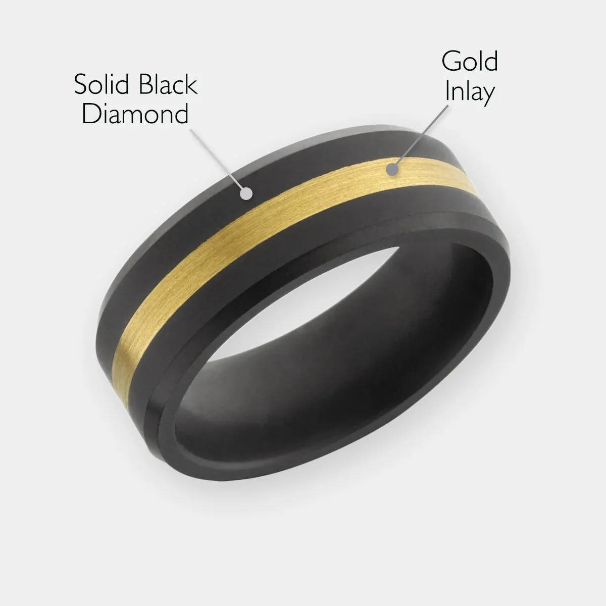 Black Diamond - Men’s Ring 8mm - 24k Yellow Gold Inlay - ARES - Elysium Black Diamond sold by Elysium Black Diamond product image thumbnail 2