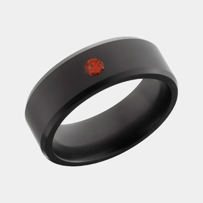 ARES 8mm - Size 5.5 - Matte Finish Red Diamond Inset - SHIPS WITHIN 2 BUSINESS DAYS sold by Elysium Black Diamond