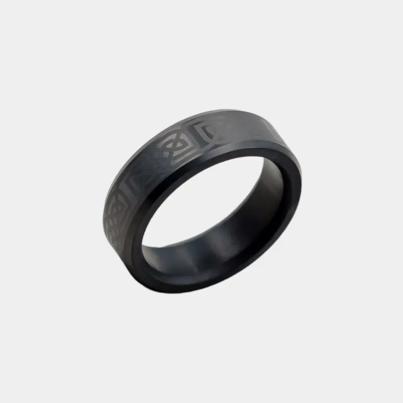 ARES 8mm - Size 12 - Matte Finish Celtic 17 Laser Engraving - SHIPS WITHIN 2 BUSINESS DAYS sold by Elysium Black Diamond