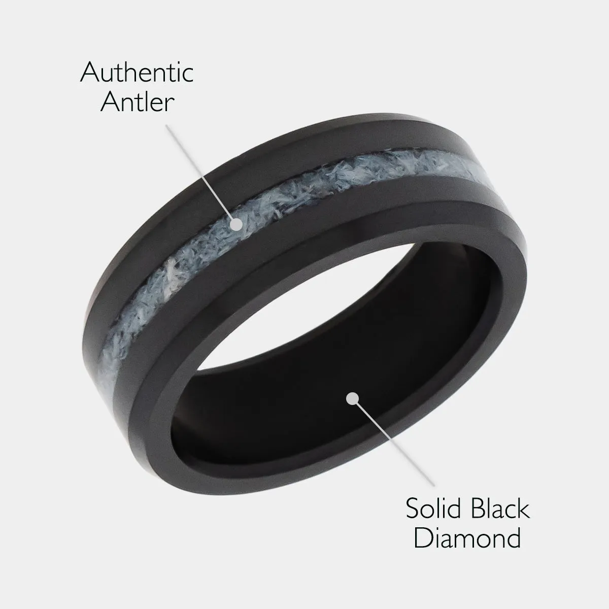 Black Diamond - Men’s Ring 8mm - Authentic Antler Inlay - ARES - Elysium Black Diamond sold by Elysium Black Diamond product image thumbnail 2