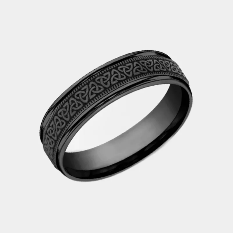 Men's Wedding Band | The Dublin | Black Titanium | Elysium sold by Elysium Black Diamond