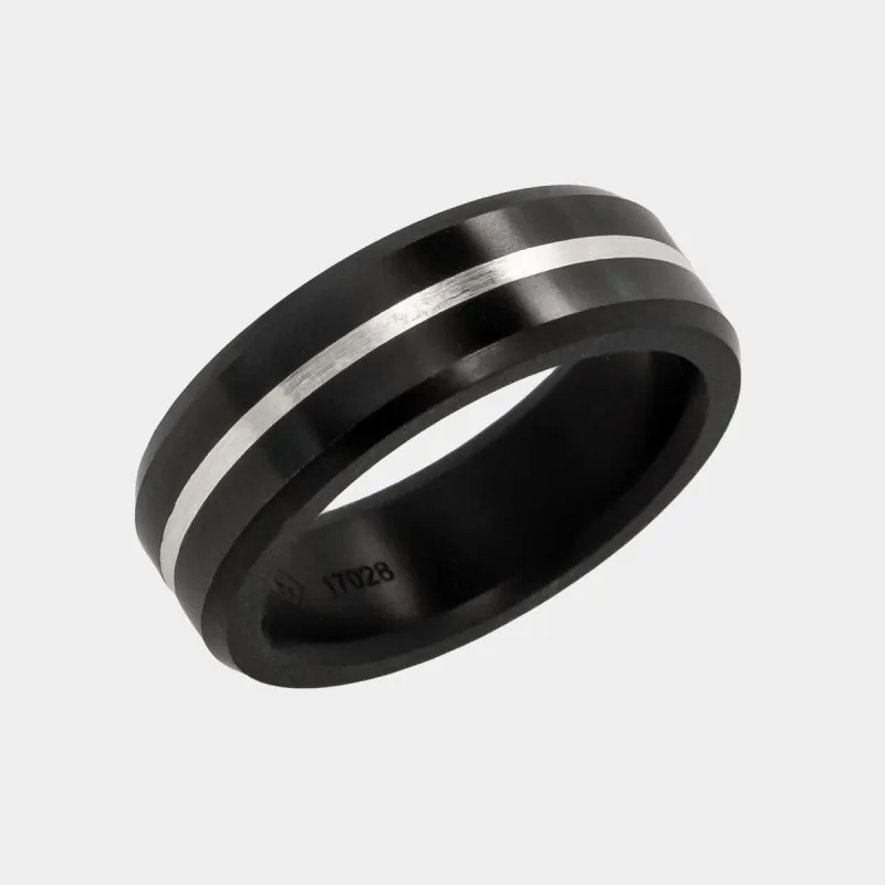 Black Diamond - Men’s Ring 7mm - Silver Inlay - ARES - Elysium Black Diamond sold by Elysium Black Diamond