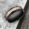 Men's Wedding Band | The Dino | Black Titanium with 14K Rose Gold | Elysium sold by Elysium Black Diamond