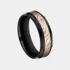Men's Wedding Band | The Dino | Black Titanium with 14K Rose Gold | Elysium sold by Elysium Black Diamond