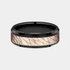 Men's Wedding Band | The Dino | Black Titanium with 14K Rose Gold | Elysium sold by Elysium Black Diamond