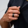 ARES 8mm - Size 6 - Matte Finish Black Stone Inset - SHIPS WITHIN 2 BUSINESS DAYS sold by Elysium Black Diamond