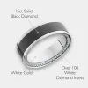 Black Diamond - Men’s Ring 8mm - White Gold Band w Black Diamond inlay and Diamond Insets - ZEUS - Elysium Black Diamond sold by Elysium Black Diamond