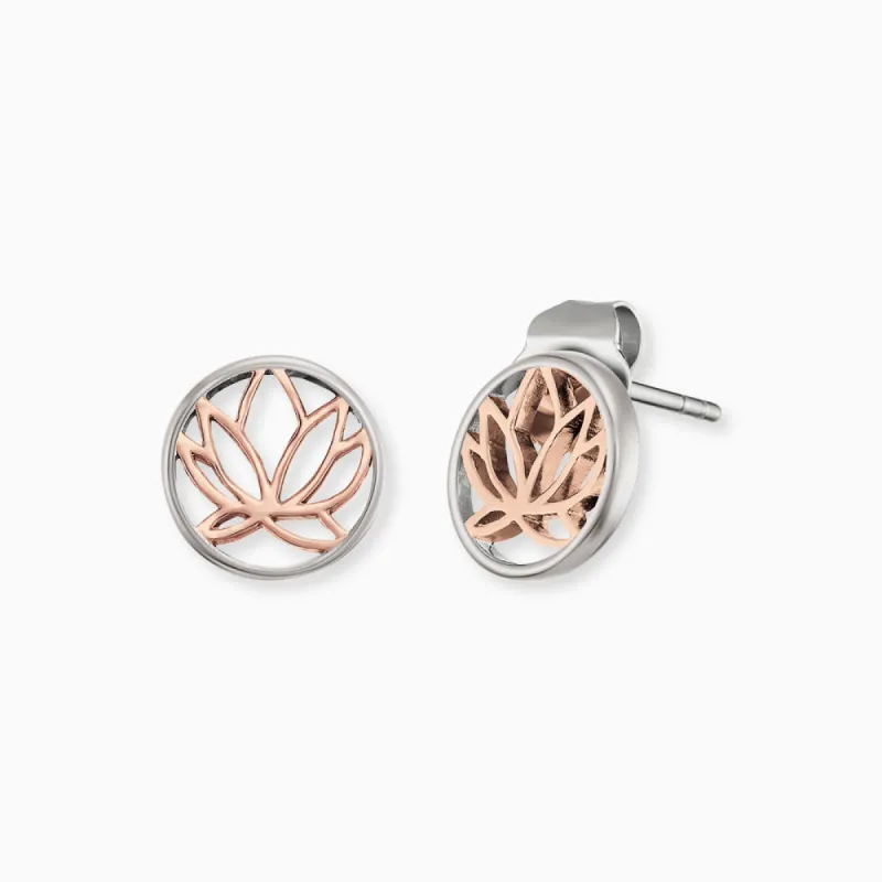 Engelsrufer Ohrstecker Lotus silber und rosegold mit Zirkonia sold by Engelsrufer