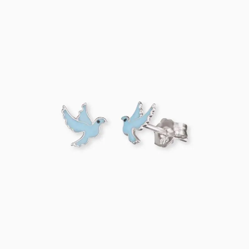 Kinder Ohrringe 925er Silber Taube mit Emaille sold by Engelsrufer