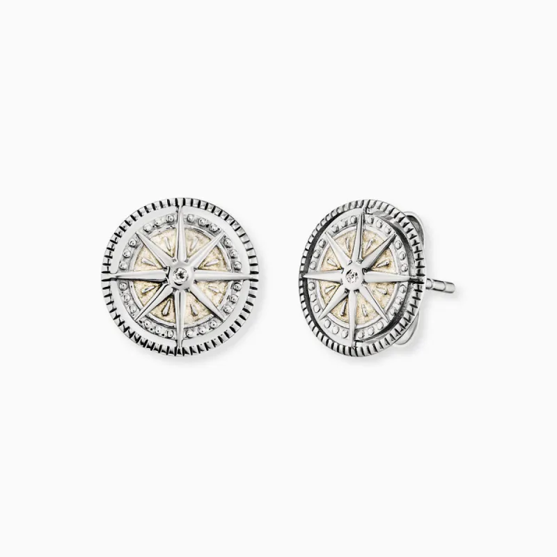 Ohrstecker 925er Silber Kompass Windrose mit Zirkonia sold by Engelsrufer