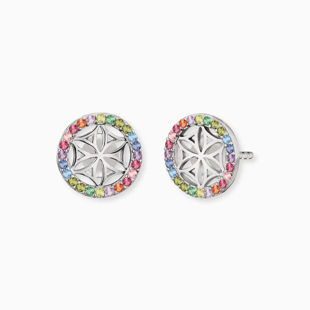 Ohrstecker 925er Silber Lebensblume mit Zirkonia Multicolor sold by Engelsrufer