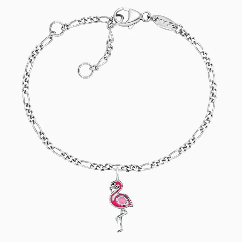 Kinder Armband 925er Silber Flamingo mit Emaille sold by Engelsrufer