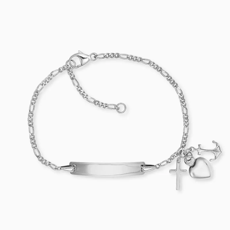 Engelsrufer Mädchen Kinderarmband Silber mit Kreuz, Herz und Anker Anhängern sold by Engelsrufer
