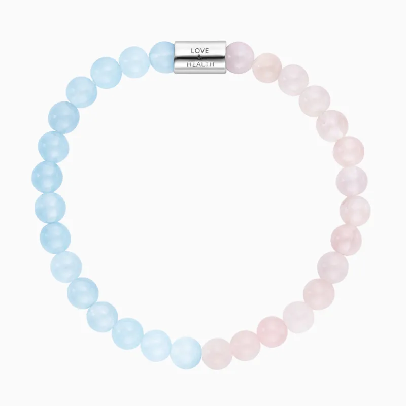 Engelsrufer Damen Stretch-Armband mit Schmuckgravur Silber Rosenquarz und Blauer Achat Stein M sold by Engelsrufer